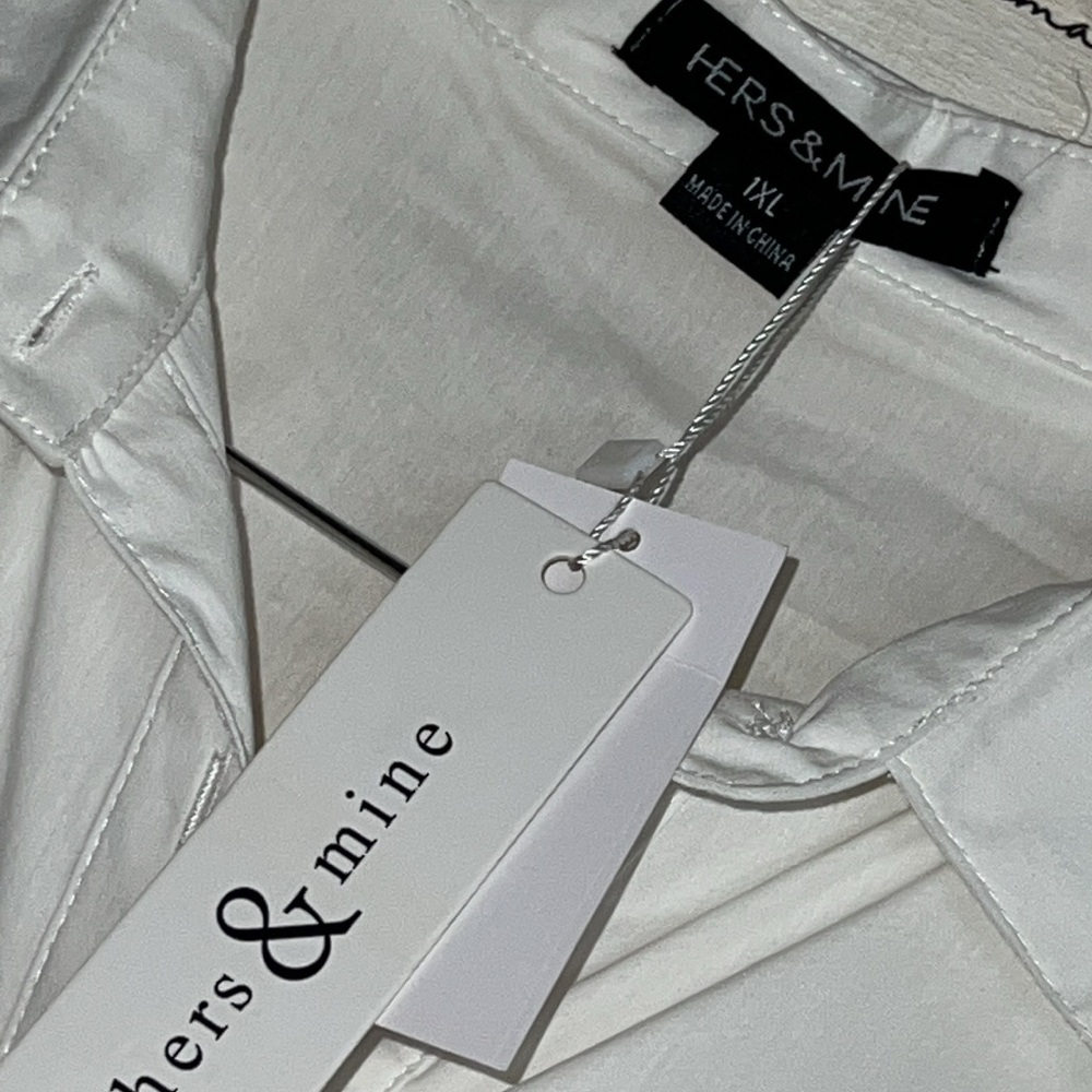 Mine White Casual Button Down Shirt dress 1XL - Picture 7 of 8